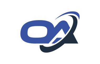 OA Logo Swoosh elips mavi mektup vektör kavramı