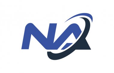 Na Logo Swoosh elips mavi mektup vektör kavramı