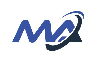 Ma Logo Swoosh elips mavi mektup vektör kavramı