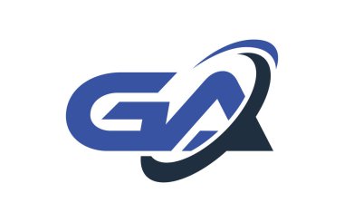 GA Logo Swoosh elips mavi mektup vektör kavramı
