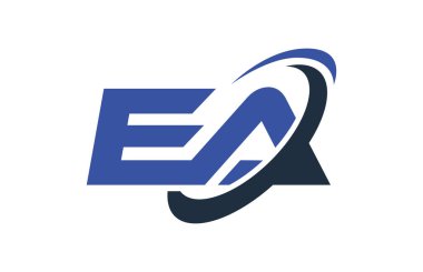 EA Logo Swoosh elips mavi mektup vektör kavramı