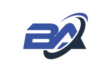 Ba Logo Swoosh elips mavi mektup vektör kavramı