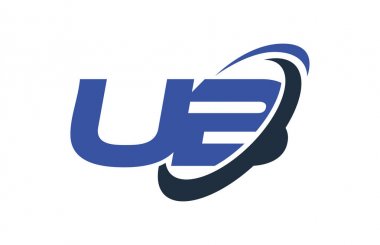 UB Logo Swoosh elips mavi mektup vektör kavramı