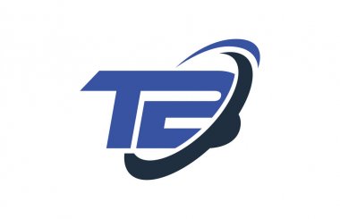 TB Logo Swoosh elips mavi mektup vektör kavramı