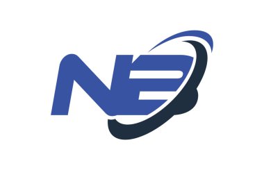 NB Logo Swoosh elips mavi mektup vektör kavramı