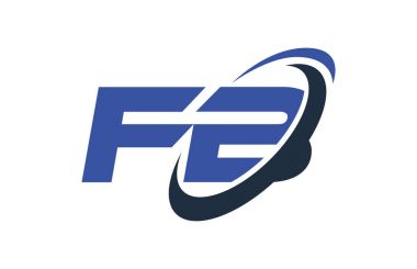 FB Logo Swoosh elips mavi mektup vektör kavramı