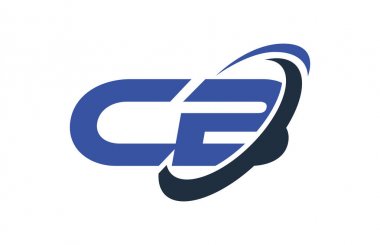 CB Logo Swoosh elips mavi mektup vektör kavramı