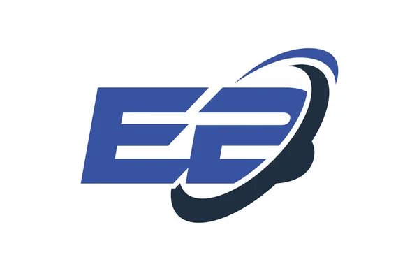 Logo Swoosh Ellipse Blauer Buchstabe Vektorkonzept — Stockvektor