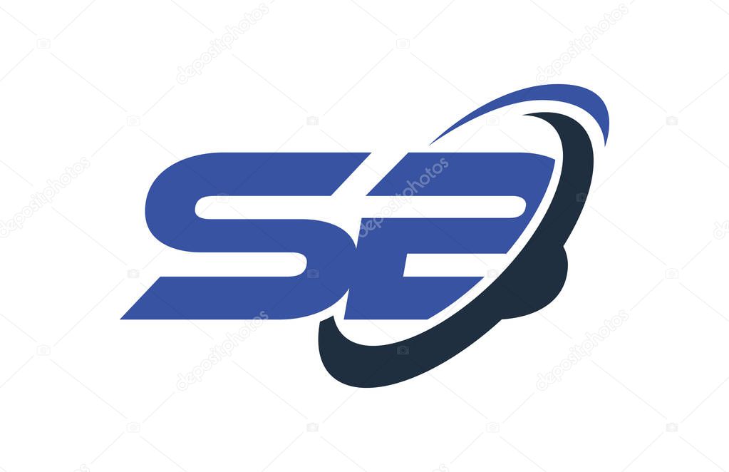 SB Logo Swoosh Ellipse Blue Letter Vector Concept