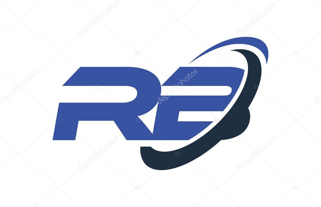 RB Logo Swoosh Ellipse Blue Letter Vector Concept
