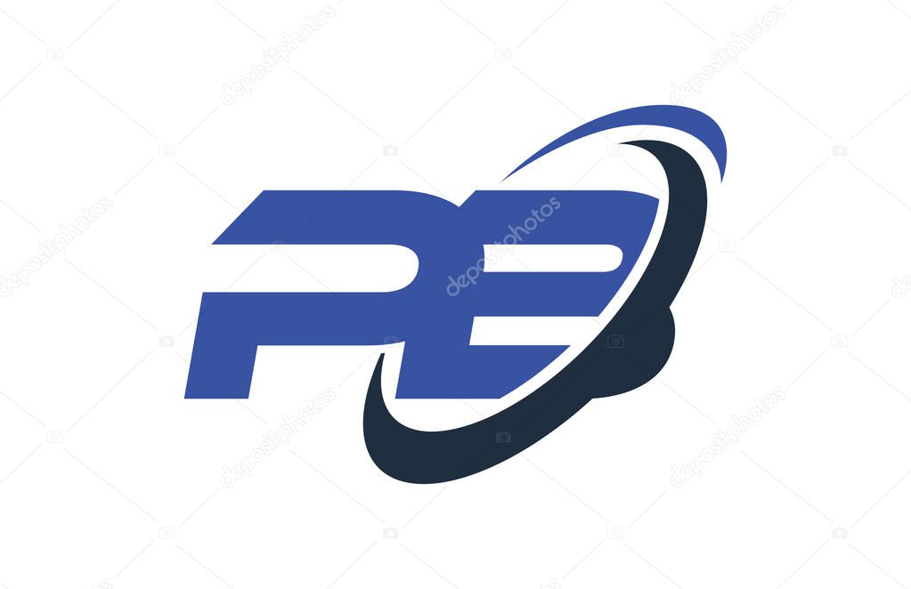 PB Logo Swoosh Ellipse Blue Letter Vector Concept