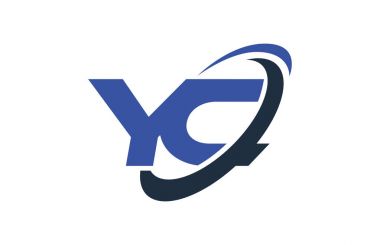 YC Logo Swoosh elips mavi mektup vektör kavramı