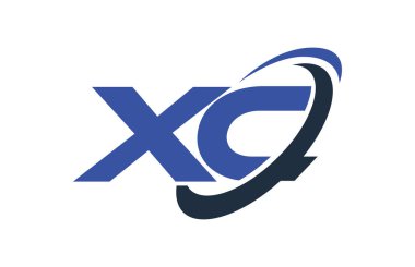 XC Logo Swoosh elips mavi mektup vektör kavramı