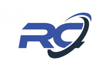 RC Logo Swoosh elips mavi mektup vektör kavramı