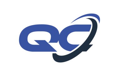 QC Logo Swoosh elips mavi mektup vektör kavramı