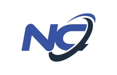 NC Logo Swoosh elips mavi mektup vektör kavramı