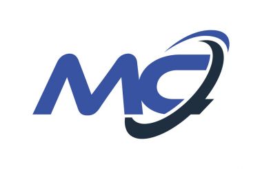 MC Logo Swoosh Ellipse Blue Letter Vector Concept clipart
