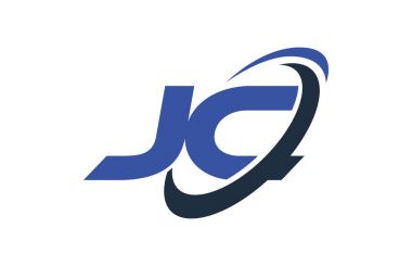 JC Logo Swoosh elips mavi mektup vektör kavramı