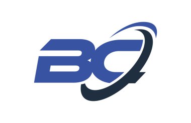 M.ö. Logo Swoosh elips mavi mektup vektör kavramı