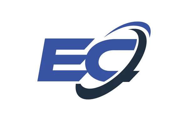Logotipo Swoosh Elipse Azul Carta Vetor Conceito — Vetor de Stock