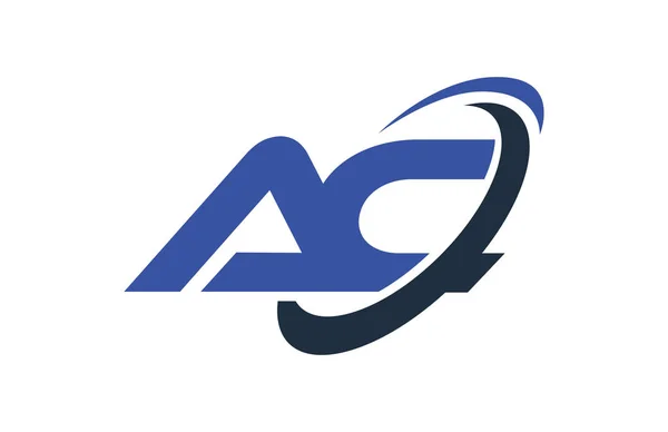 Logo Swoosh Elipse Blue Letra Vector Concepto — Vector de stock