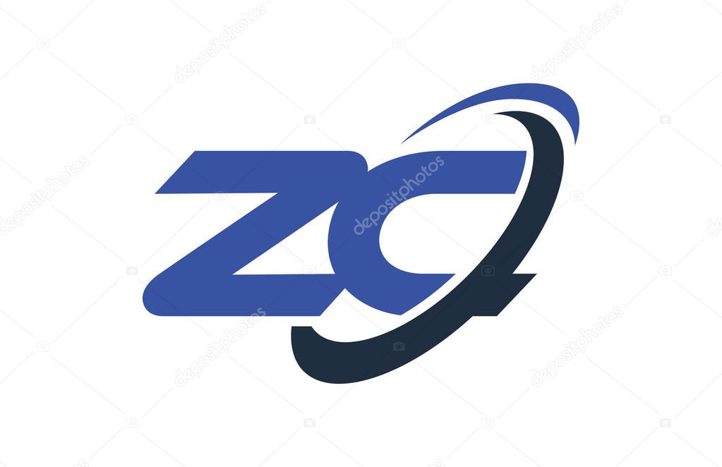 ZC Logo Swoosh Ellipse Blue Letter Vector Concept