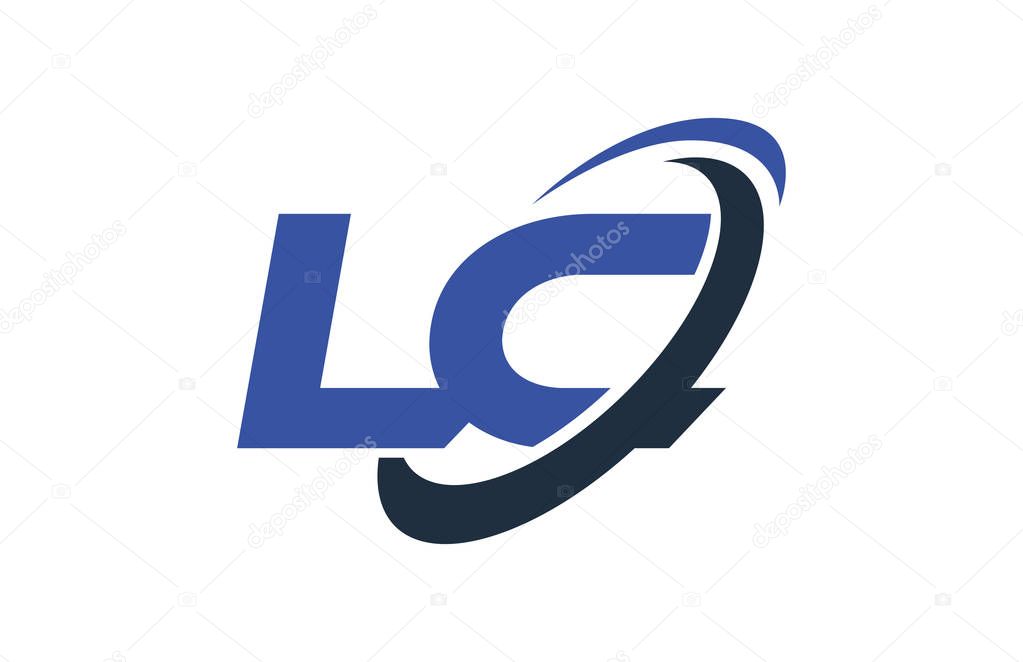 LC Logo Swoosh Ellipse Blue Letter Vector Concept