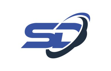 SD logosu Swoosh elips mavi mektup vektör kavramı
