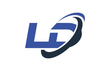 Ld Logo Swoosh elips mavi mektup vektör kavramı