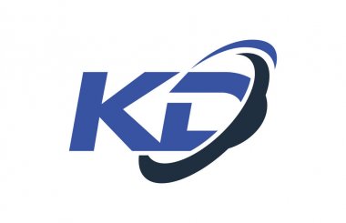 KD Logo Swoosh elips mavi mektup vektör kavramı