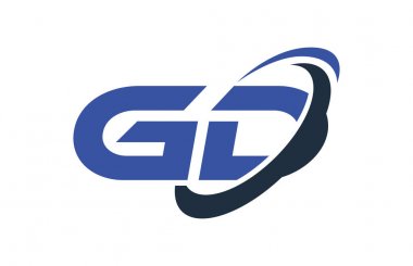 GD Logo Swoosh elips mavi mektup vektör kavramı