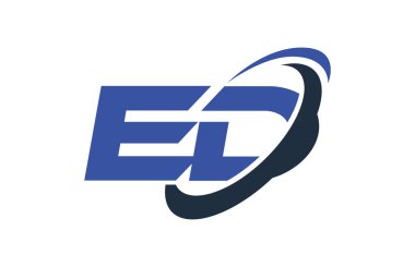 Ed Logo Swoosh elips mavi mektup vektör kavramı