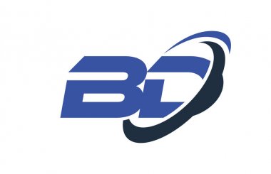 BD Logo Swoosh elips mavi mektup vektör kavramı