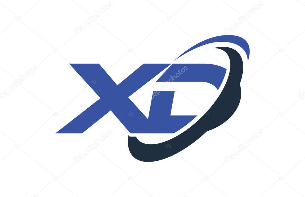XD Logo Swoosh Ellipse Blue Letter Vector Concept