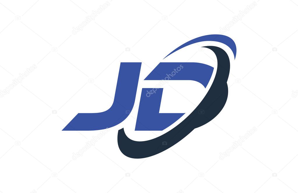 JD Logo Swoosh Ellipse Blue Letter Vector Concept