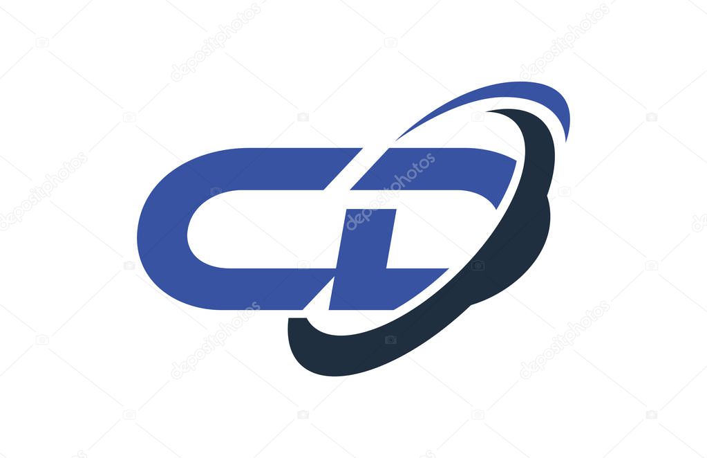 CD Logo Swoosh Ellipse Blue Letter Vector Concept