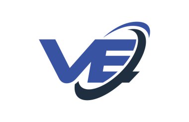 Ve Logo Swoosh elips mavi mektup vektör kavramı