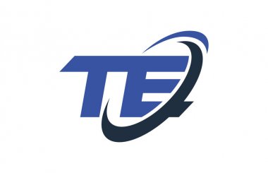 Te Logo Swoosh elips mavi mektup vektör kavramı