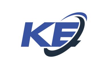Ke Logo Swoosh elips mavi mektup vektör kavramı