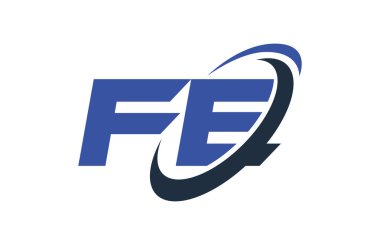 Fe Logo Swoosh elips mavi mektup vektör kavramı