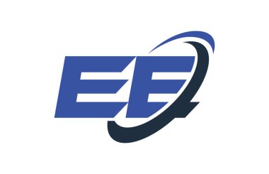 Ee Logo Swoosh elips mavi mektup vektör kavramı