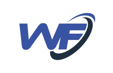 WF Logo Swoosh Ellipse Blue Letter Vector Concept vector