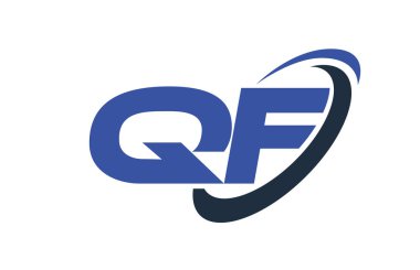 QF Logo Swoosh elips mavi mektup vektör kavramı 