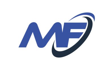 MF Logo Swoosh elips mavi mektup vektör kavramı 