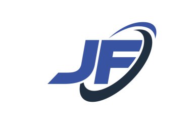 JF Logo Swoosh elips mavi mektup vektör kavramı 