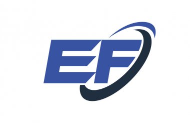 EF Logo Swoosh elips mavi mektup vektör kavramı 