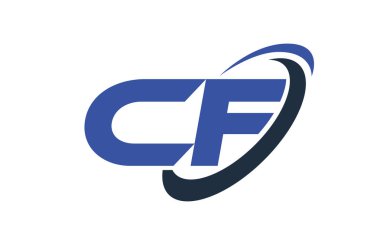 CF Logo Swoosh elips mavi mektup vektör kavramı 