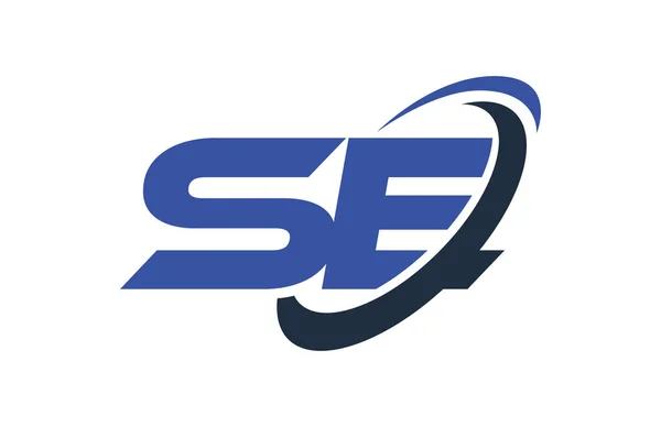 Se Logo Swoosh elips mavi mektup vektör kavramı