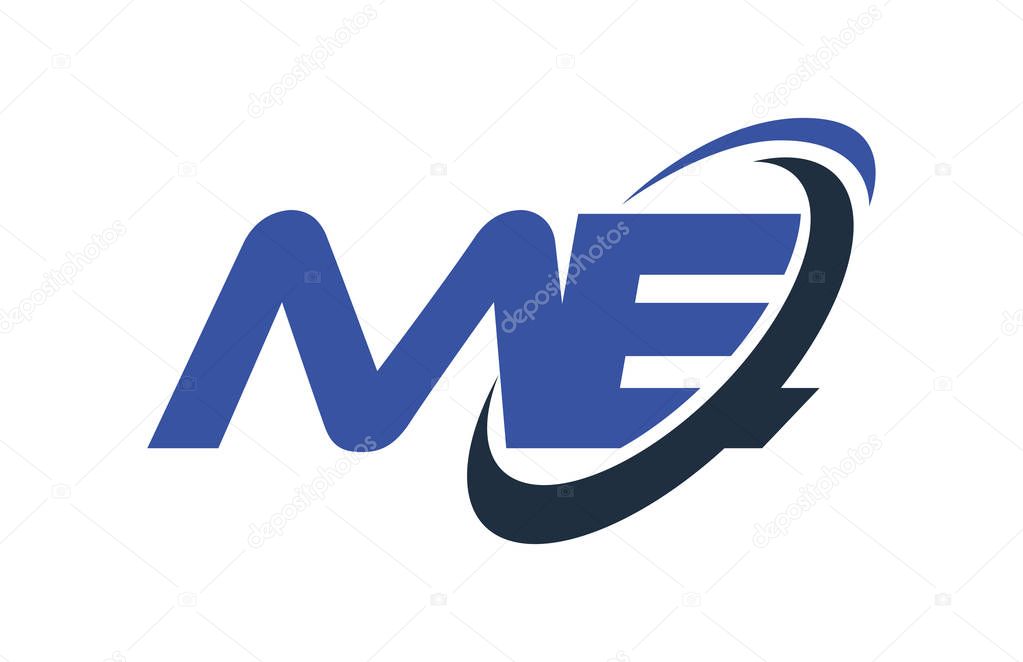 ME Logo Swoosh Ellipse Blue Letter Vector Concept
