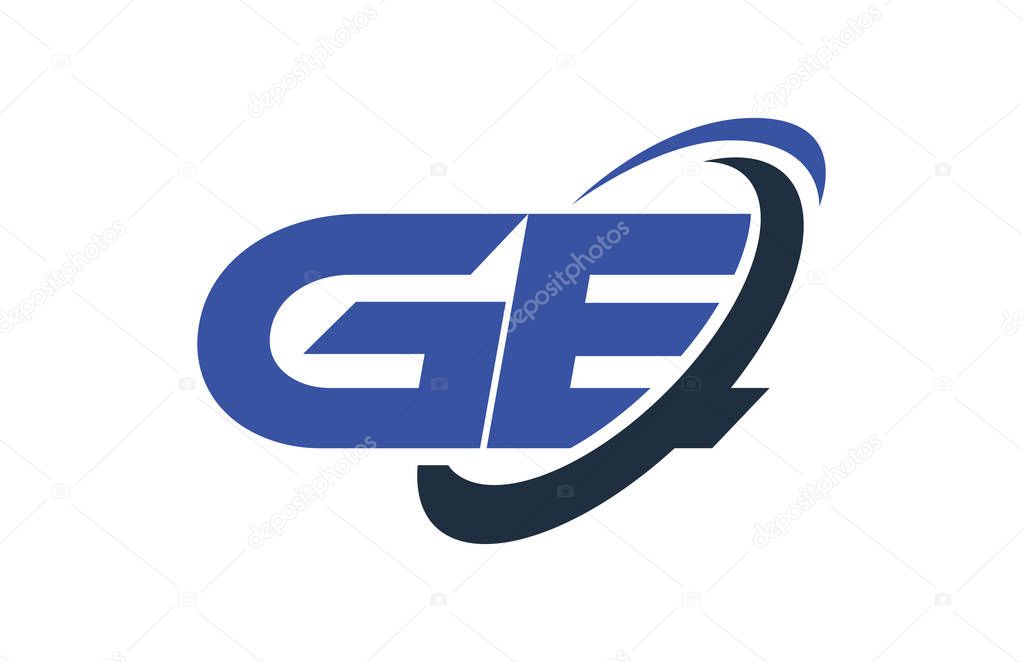 GE Logo Swoosh Ellipse Blue Letter Vector Concept